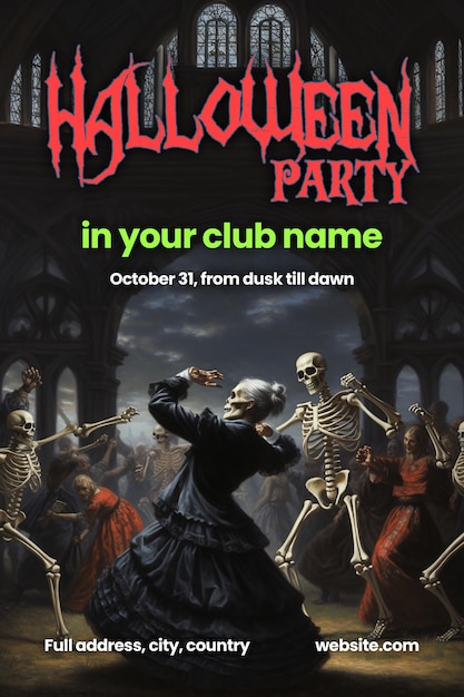 PSD halloween-postersjabloon psd halloween-nachtfeest flyer banner sociale media post psd-sjabloon