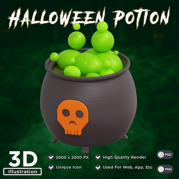 PSD icona 3d della pozione di halloween