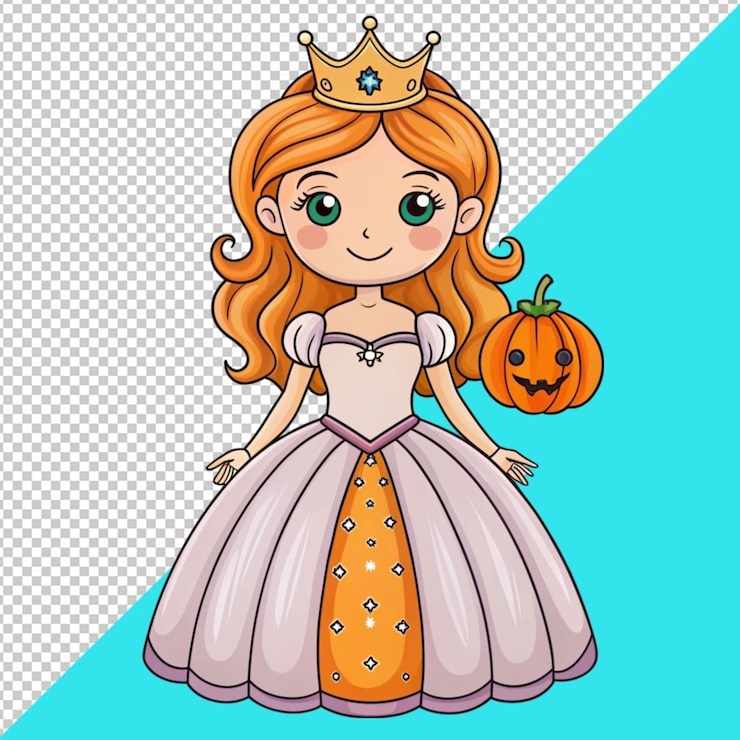 PSD halloween prinses vector op doorzichtige achtergrond