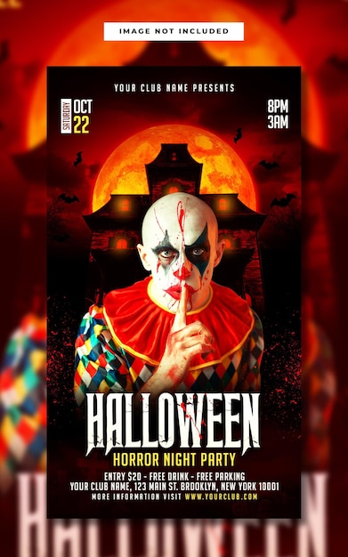 PSD halloween promotional party vertical banner for instagram story