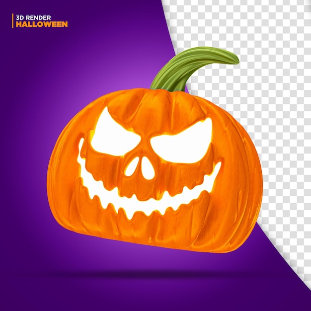 PSD rendering 3d della zucca di halloween per la composizione