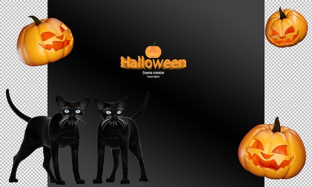 Halloween pumpkin and black cat