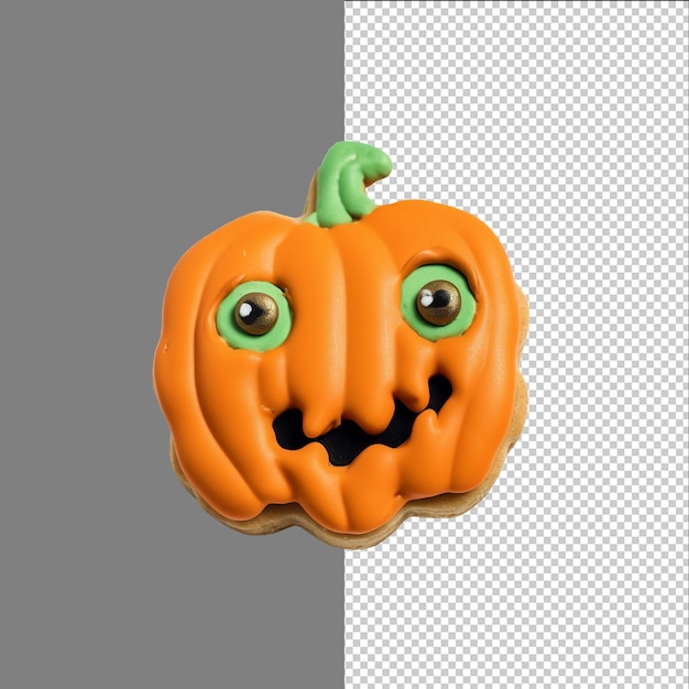 PSD halloween pumpkin cookie isolated on transparent background png psd