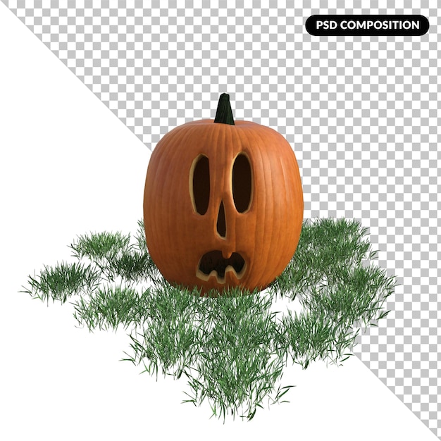 PSD zucca di halloween isolata 3d