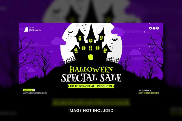 PSD halloween sale facebook ad template