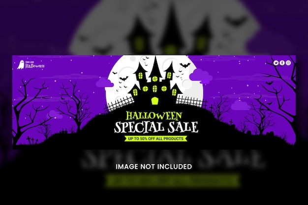 PSD halloween sale twitter header template