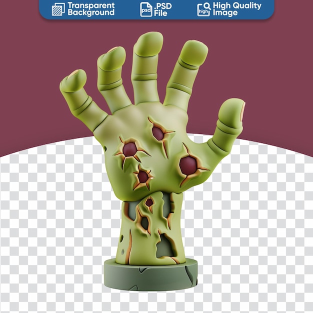 PSD halloween scary character eenvoudige 3d-rendering van een cartoon zombie hand