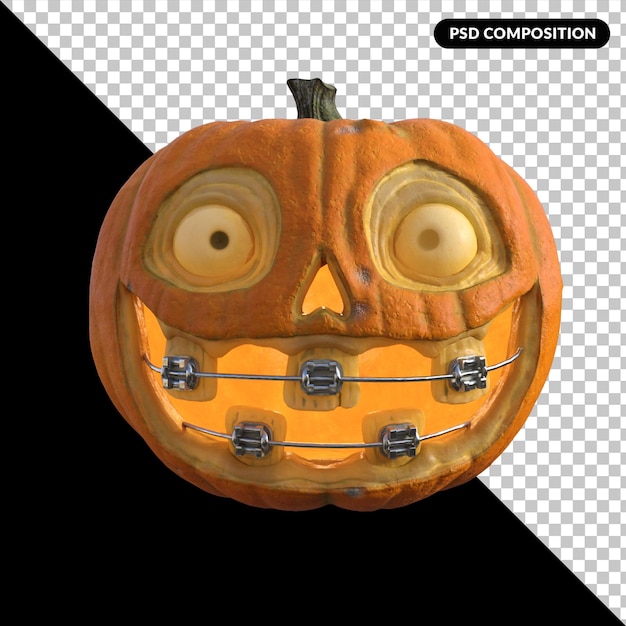 PSD halloween set  elements 3d rendering premium psd