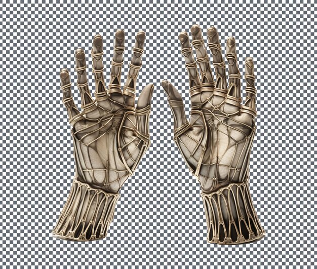 PSD halloween skeleton gloves isolated on transpqrent back ground