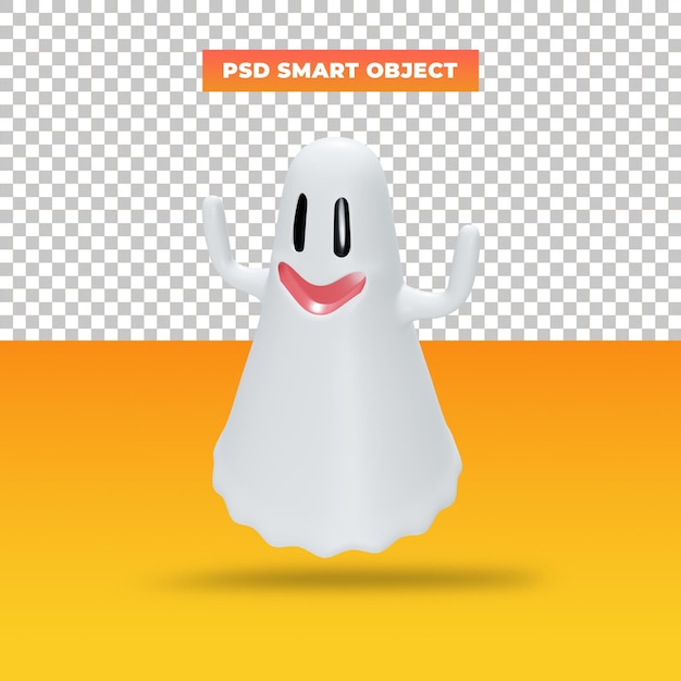 PSD halloween smiley ghost, 3d illustration