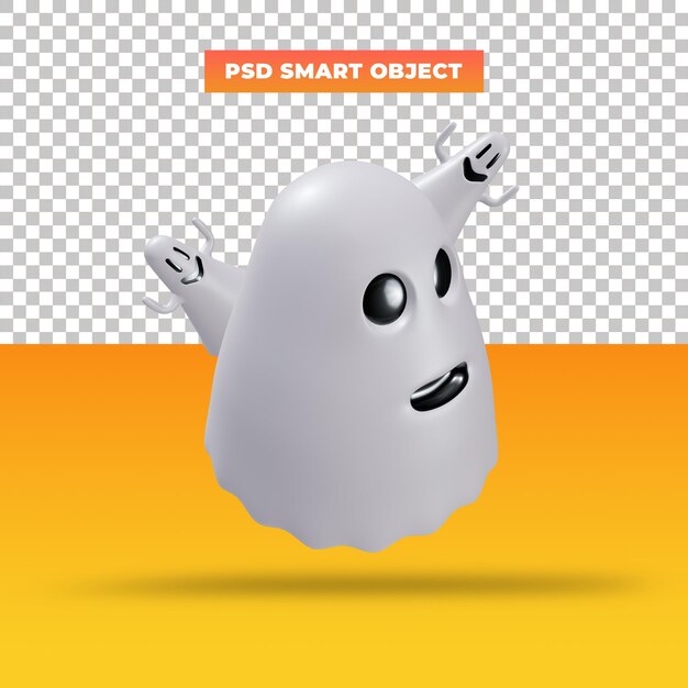 Fantasma sorridente di halloween, illustrazione 3d