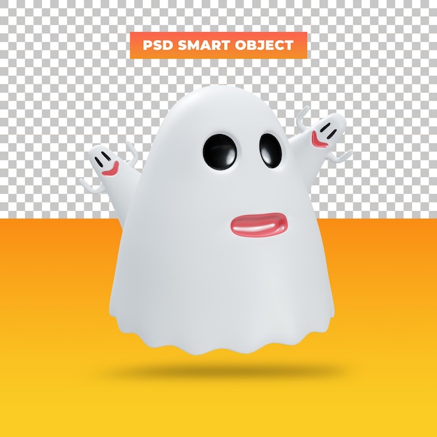 Fantasma sorridente di halloween, illustrazione 3d