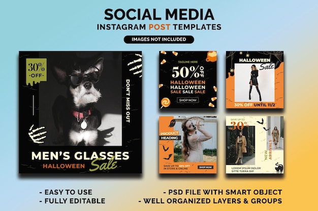 PSD halloween social media instagram post templates