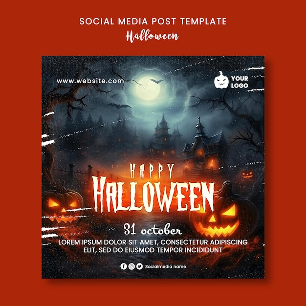 Modello di progettazione post festa sui social media di halloween