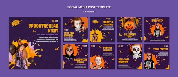 Modello di post sui social media di halloween