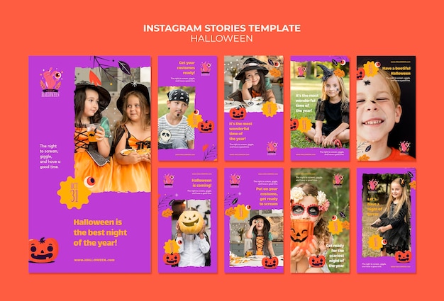 PSD raccolta di storie sui social media di halloween