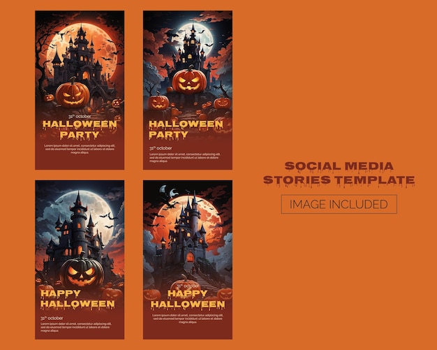 PSD modello di storia dei social media di halloween