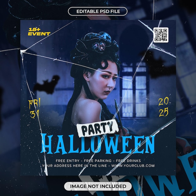 PSD halloween social media template or flyer