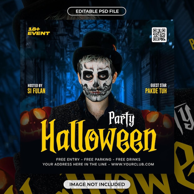 PSD halloween social media template or flyer