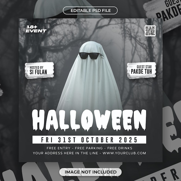 PSD halloween sociale media sjabloon of flyer