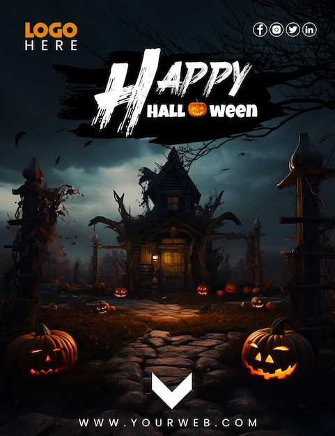 PSD halloween sociale media sjabloon poster