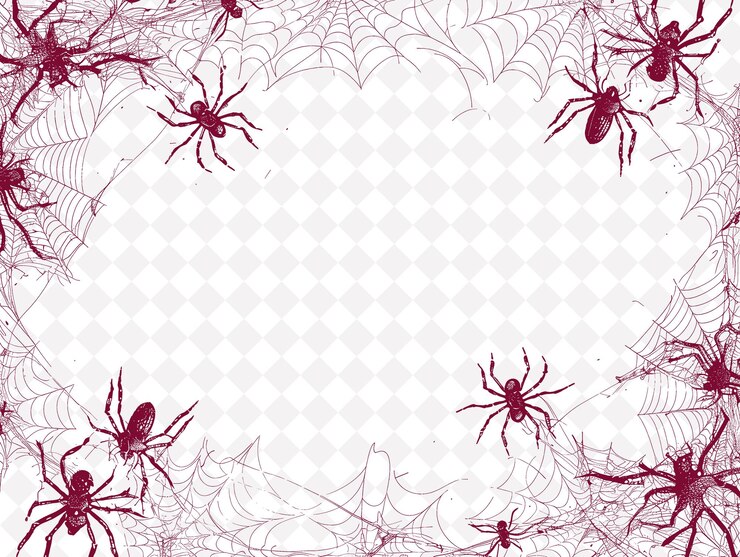 PSD halloween spider web frame with spider string and plastic sp png creative background design