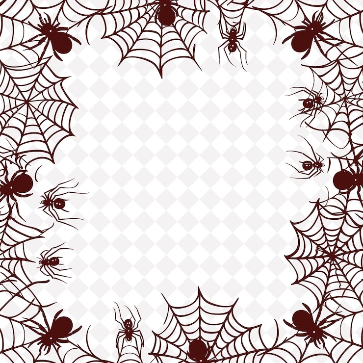 PSD halloween spider web frame with spider string and plastic sp png creative background design