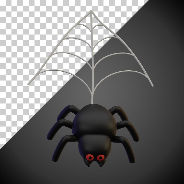 PSD halloween spider in the web illustration 3d icon