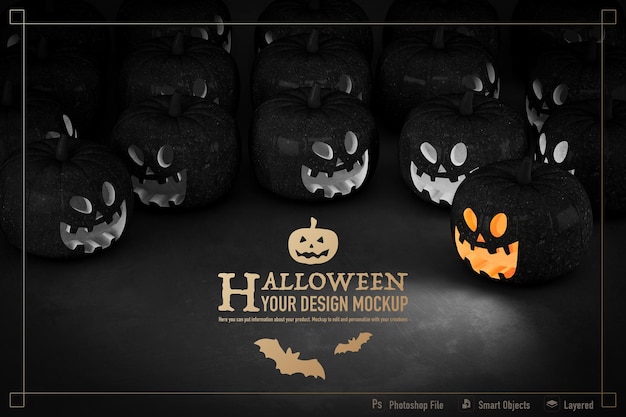 Halloween still life mockup isolated on black color background