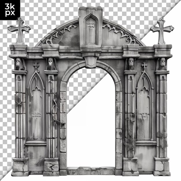 PSD halloween stone gate isolated on transparent background