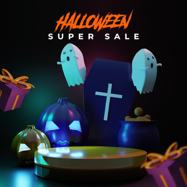 PSD halloween super sale social media post template