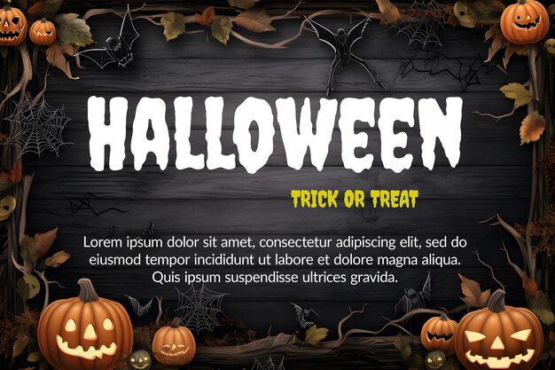 PSD halloween template party border with custom layered texts psd