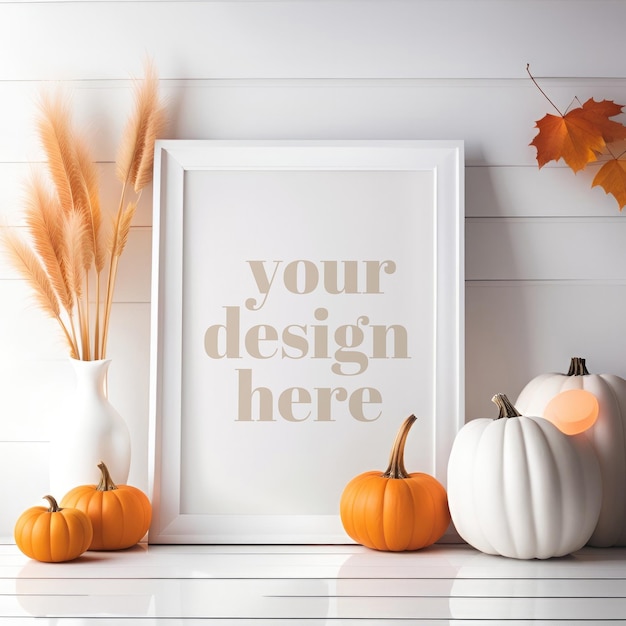 Halloween-thema Ingelijste artwork mockup poster showcase 3d realistische render fotolijst