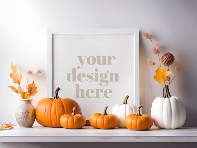 Halloween Themed Framed artwork mockup poster showcase 3d realistic render photo frame