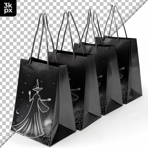 PSD halloween themed shopping bags isolated on transparent background