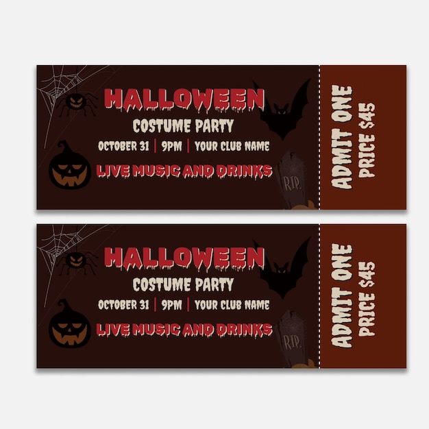 PSD halloween ticket template for free