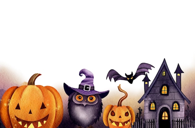 Halloween Tło Akwarela Ilustracja Straszny Motyw Halloween