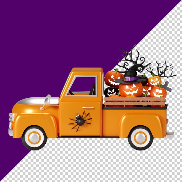 PSD halloween truck isolated 3d render