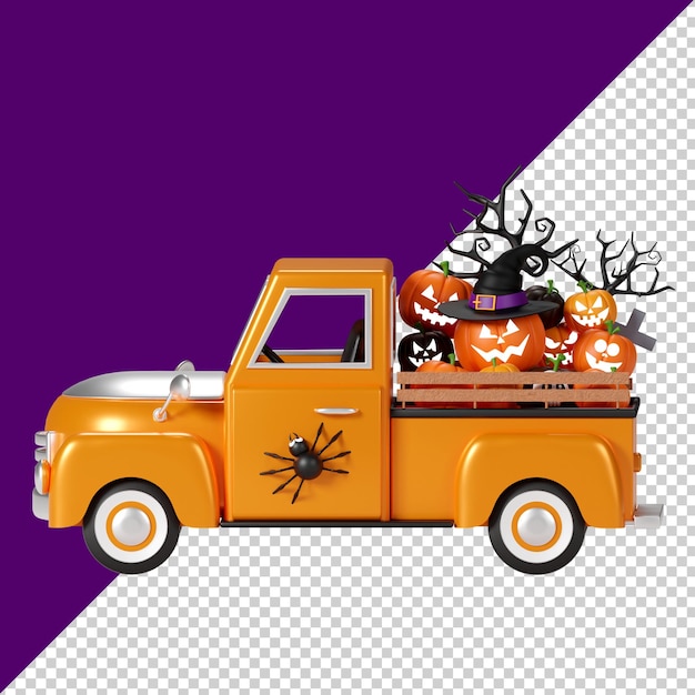 Rendering 3d isolato di camion di halloween