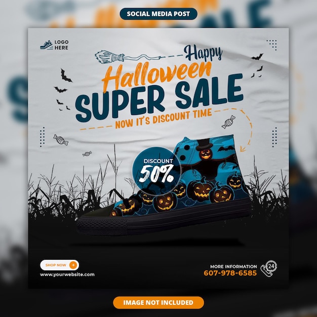Halloween verkoop sociale media en instagram postsjabloon