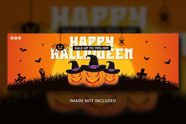 PSD halloween verkoop twitter header sjabloon.