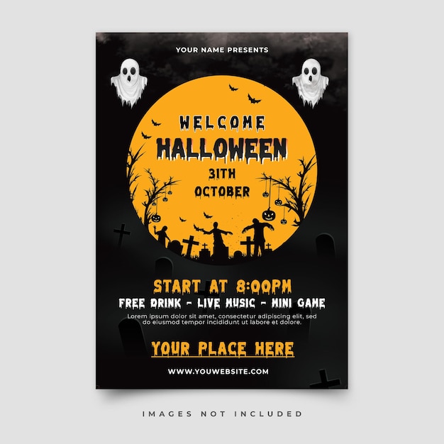 Halloween vertical flyer template