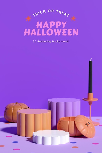 PSD rendering 3d dello sfondo del display verticale del prodotto di halloween