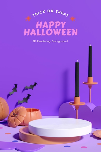 PSD rendering 3d dello sfondo del display verticale del prodotto di halloween