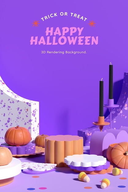 PSD halloween verticale productweergave achtergrond 3d-rendering