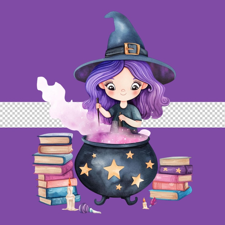 PSD halloween wiedźma postać png