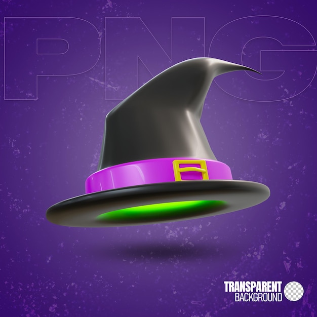 PSD cappello da strega di halloween 3d sfondo trasparente png