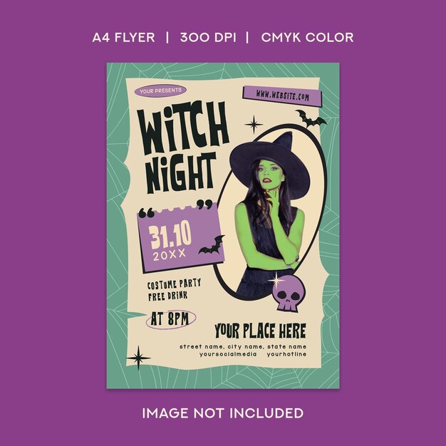 Halloween witch party flyer