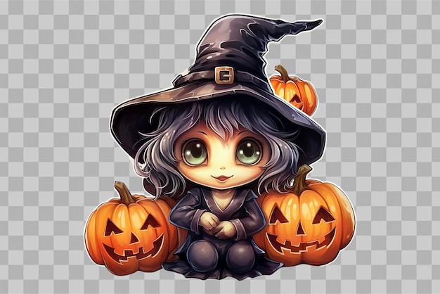 PSD ハロウィーンの魔女の装飾的な生成された ai