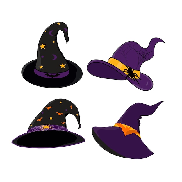 PSD collezione di cappelli da strega per halloween